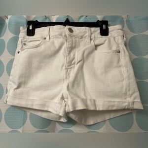 AE Ne(x)t Level Denim Hi-Rise Shortie Shorts, White, Size 10